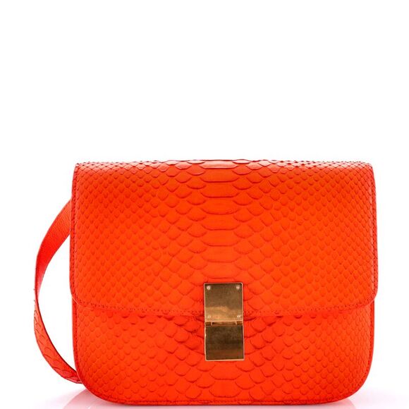 Celine | Bags | Celine Classic Box Bag Python Medium Orange | Poshmark